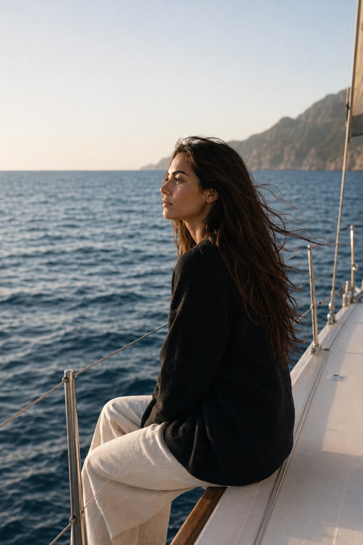 Alma Moreau, a bordo de un velero